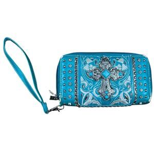 Turquoise Cross Y2K Mcbling Hand Wallet